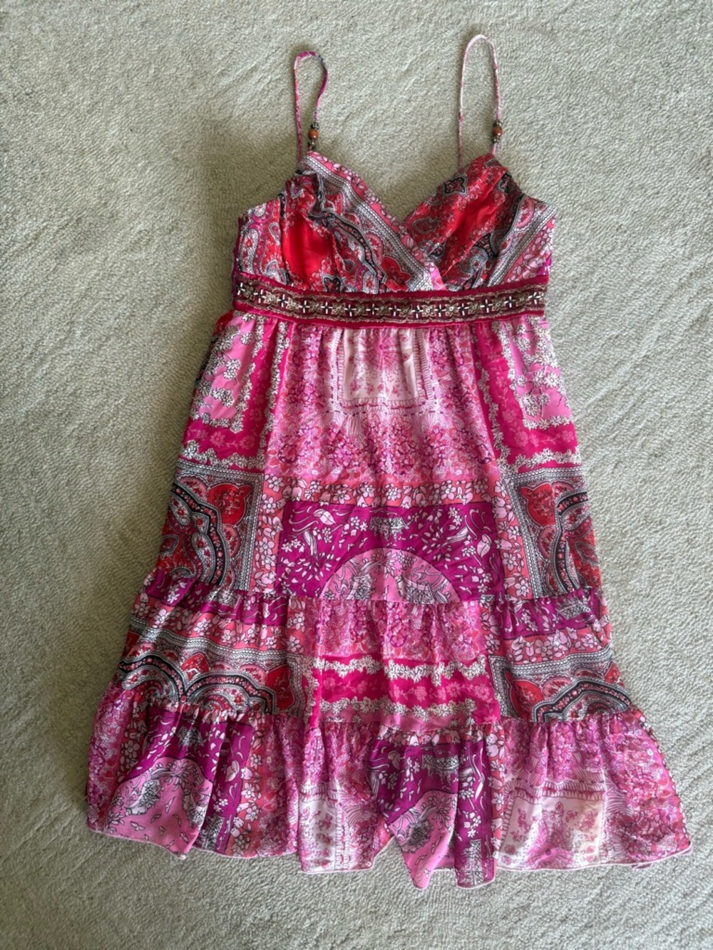 ABS Paisley and Beaded Dress